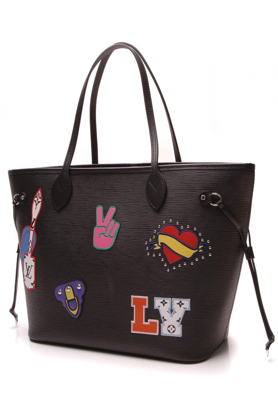 Epi Patches Neverfull MM Tote Bag - Black