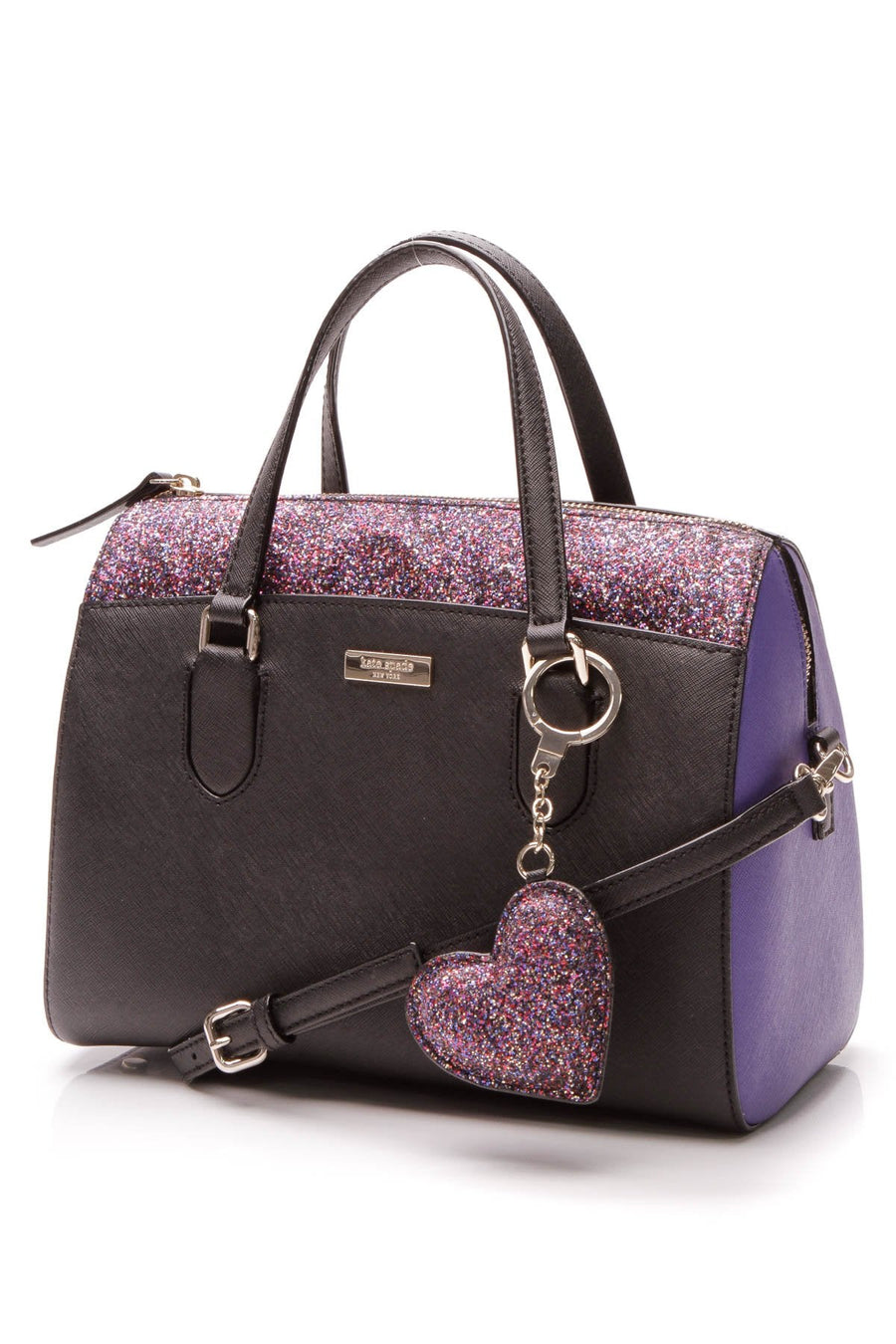 Glitter Laurel Way Lanae Satchel Bag - Black/Purple