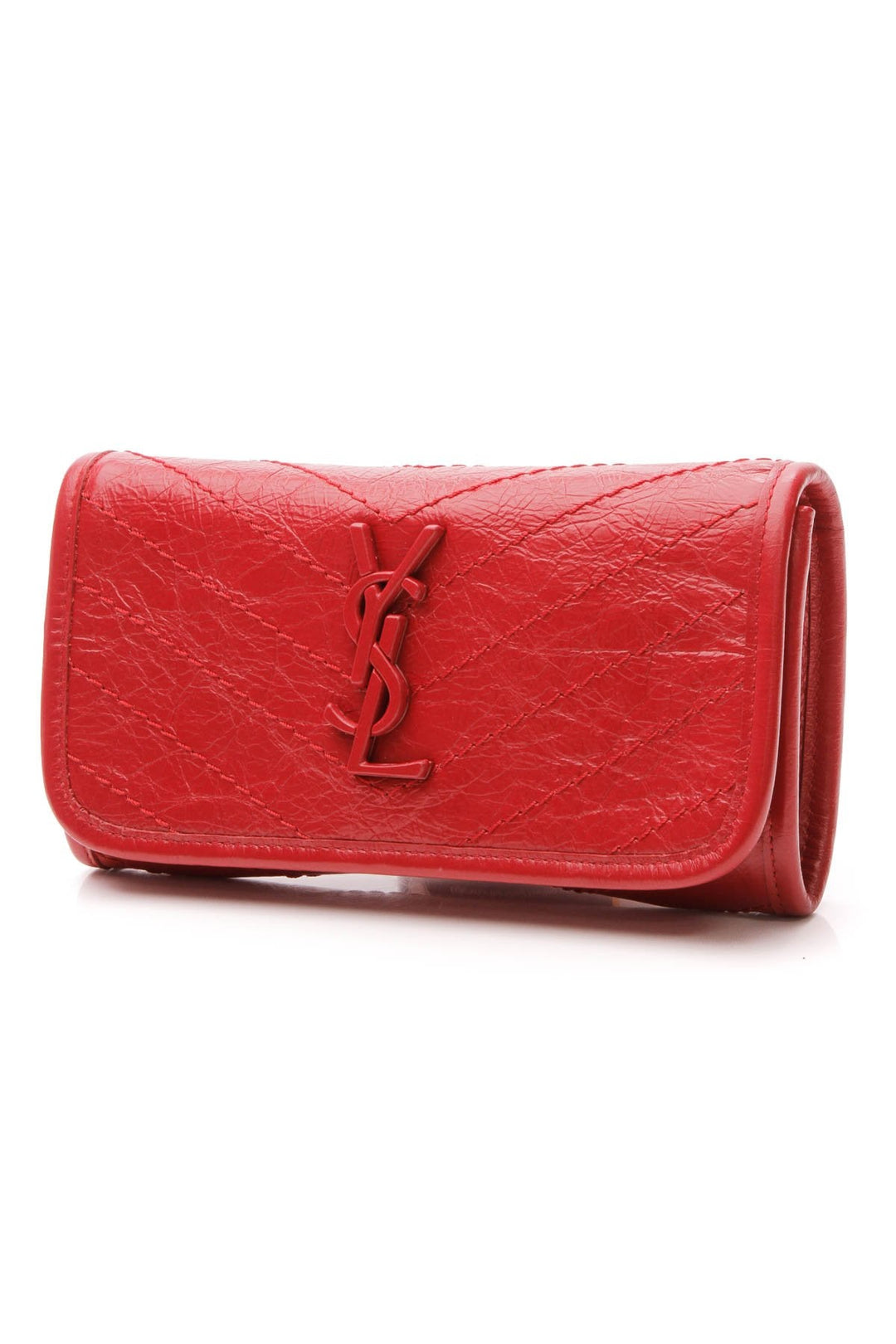 Niki Crinkled Clutch Bag - Red