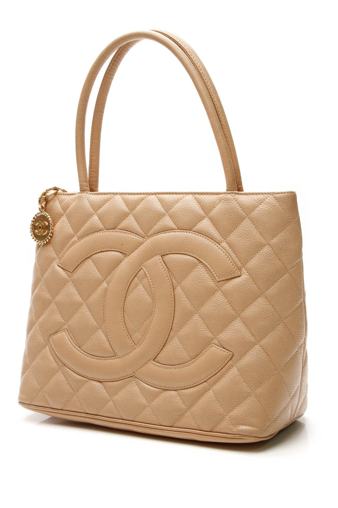 Medallion Tote Bag - Beige Caviar
