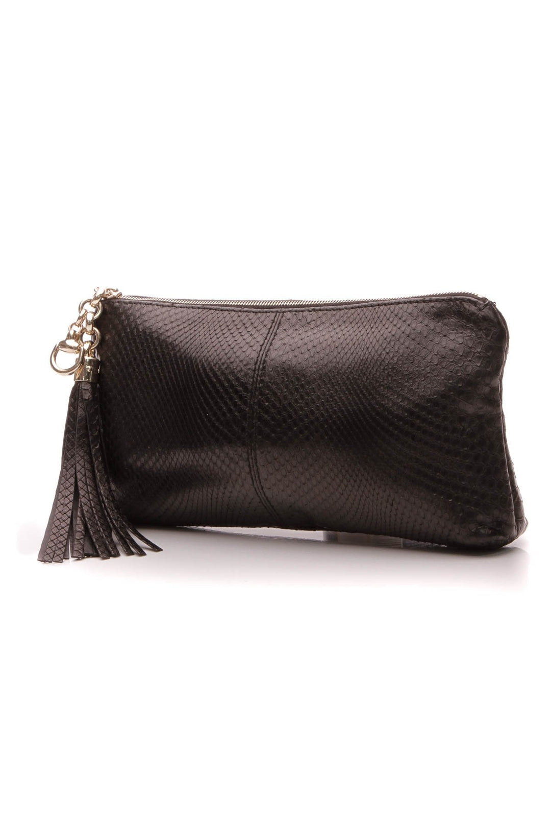 Python Sienna Clutch Bag - Black
