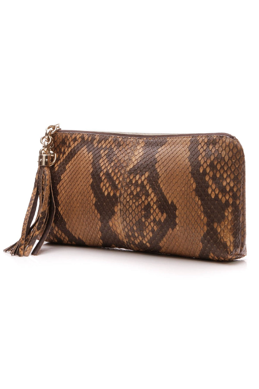 Python Sienna Clutch Bag - Brown