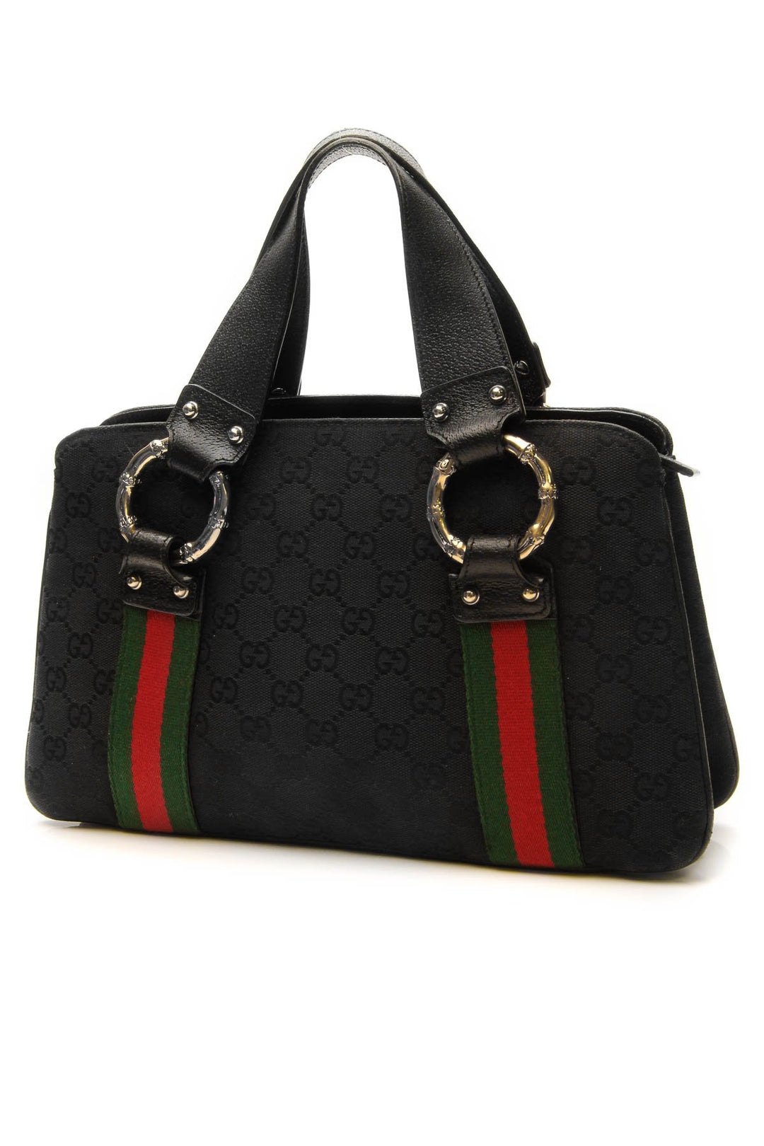 Vintage Web Bamboo Ring Bag - Black