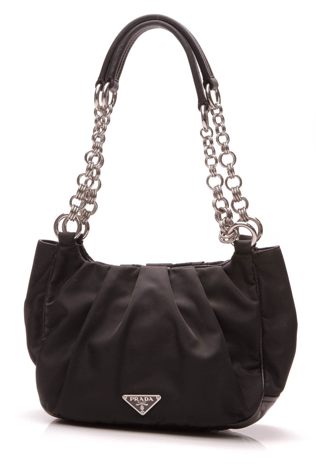 Tessuto Chain Shoulder Bag - Black