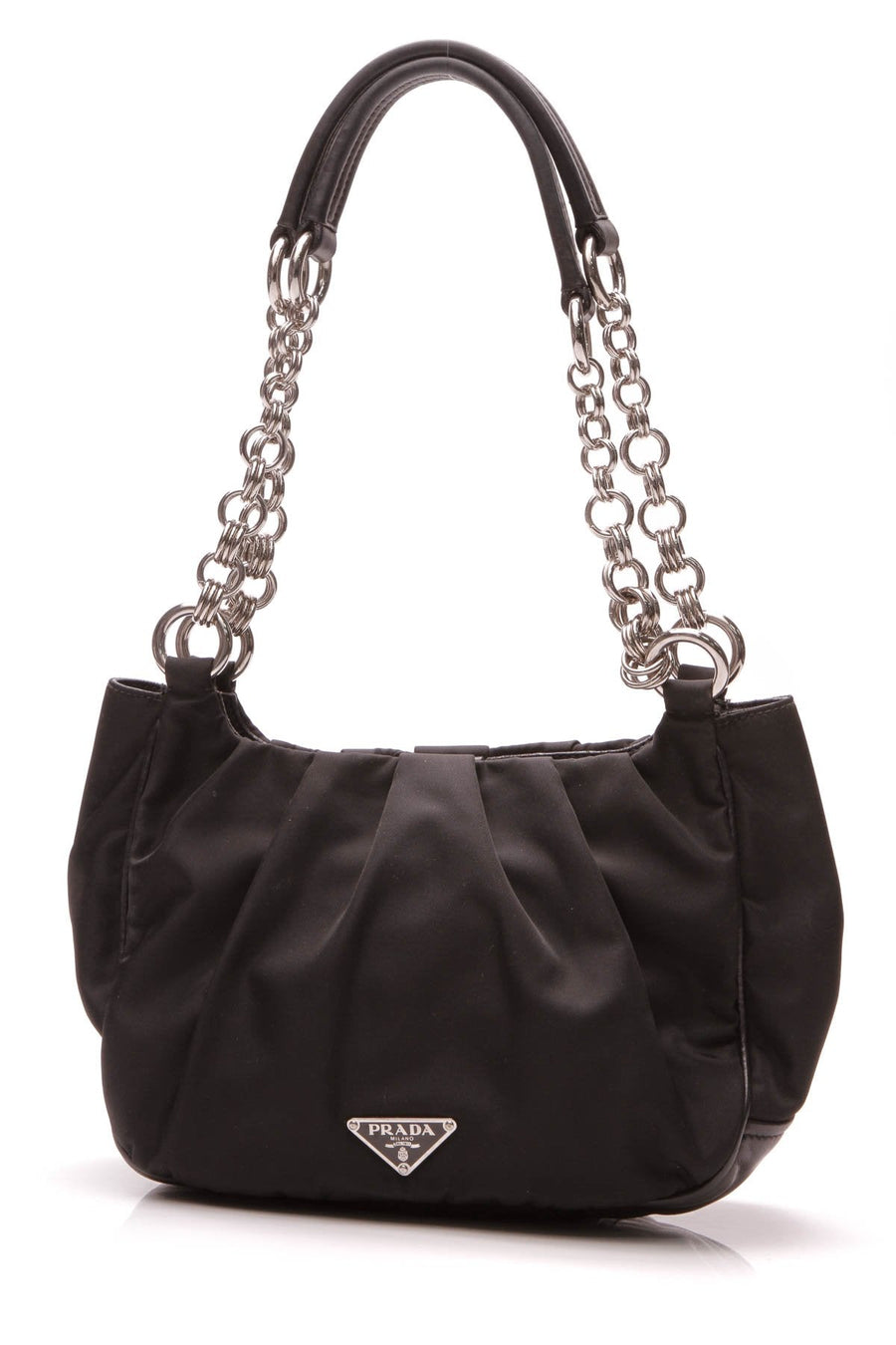 Tessuto Chain Shoulder Bag - Black