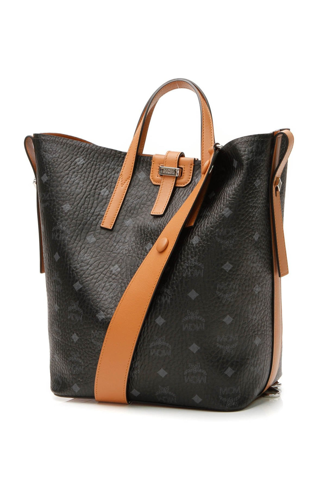 Gunta Small Shopper Tote Bag - Black Visetos/Cognac