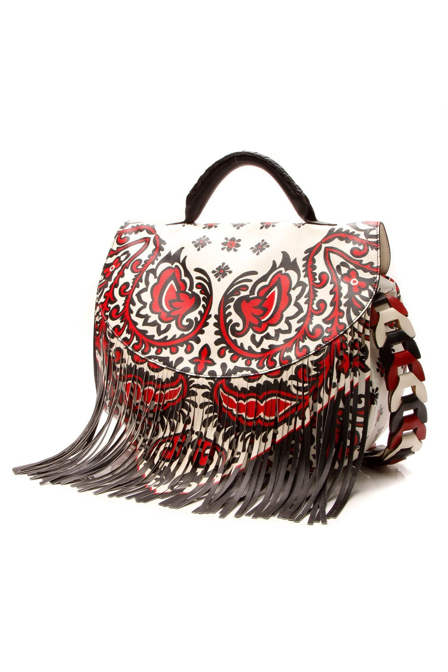 Fringe Printed Shoulder Bag - Multicolor
