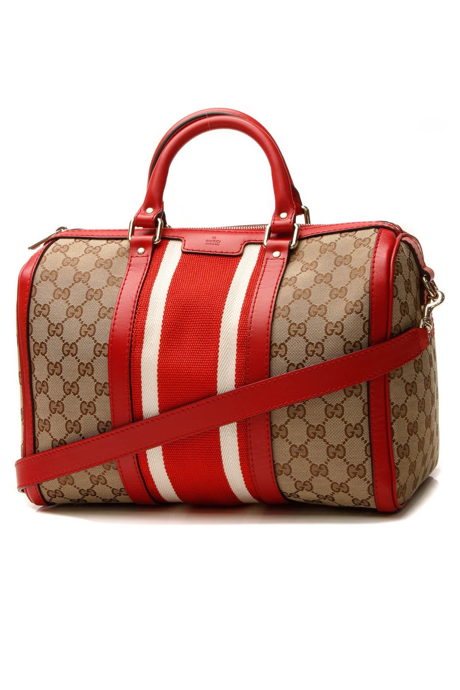 Vintage Web Boston Bag - Red/Signature Canvas