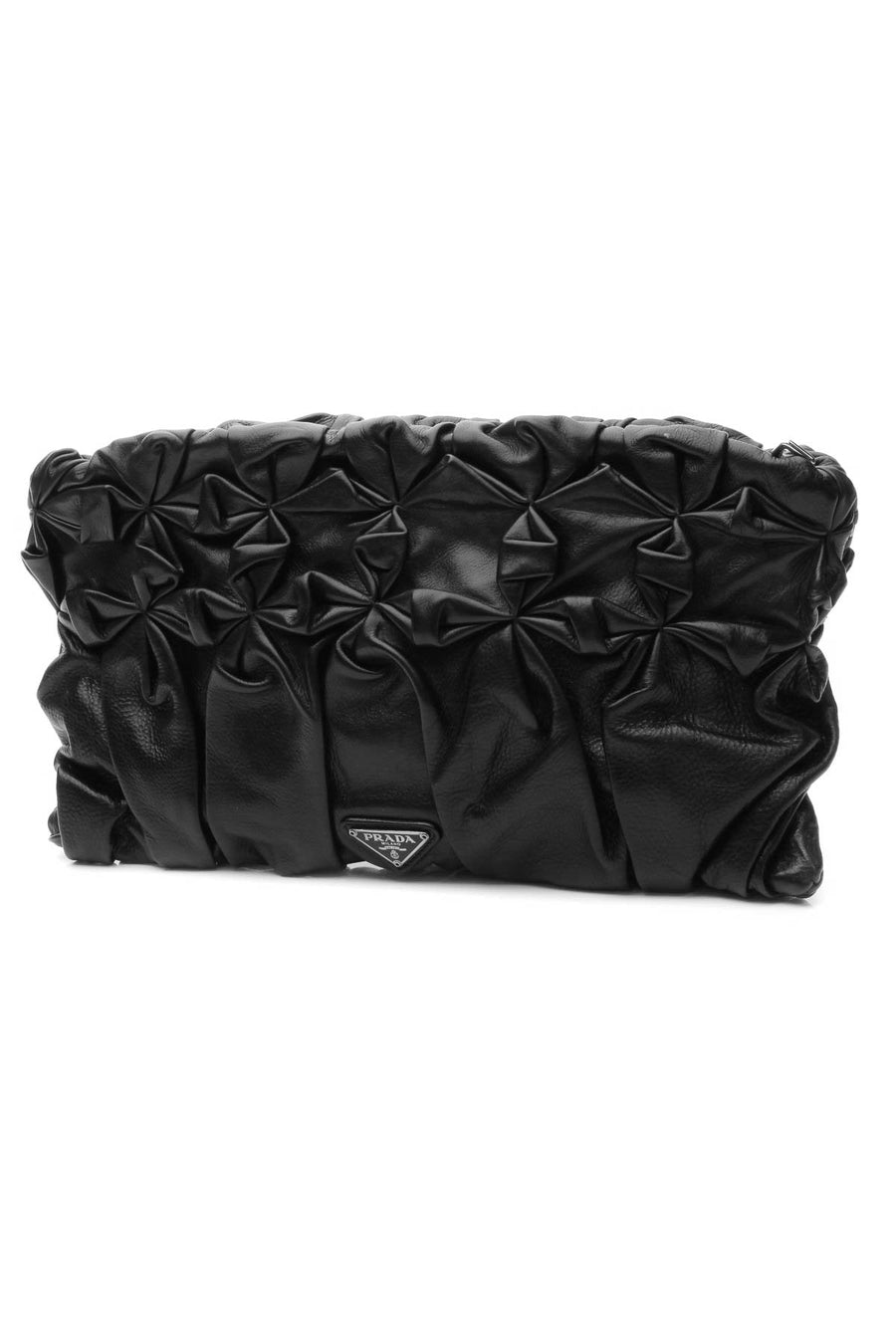 Ruched Clutch Bag - Black