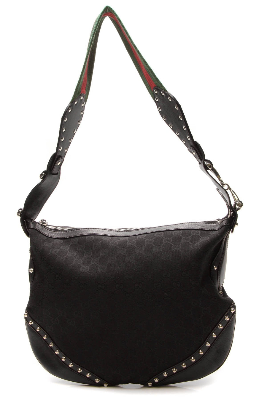 Web Studded Pelham Bag - Black Signature Canvas