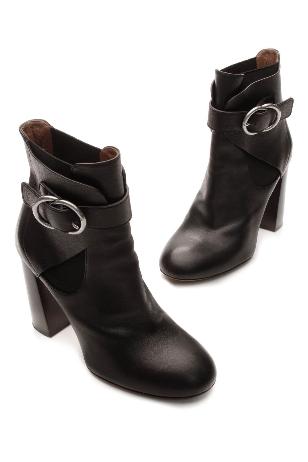 Heeled Buckle Booties - Black