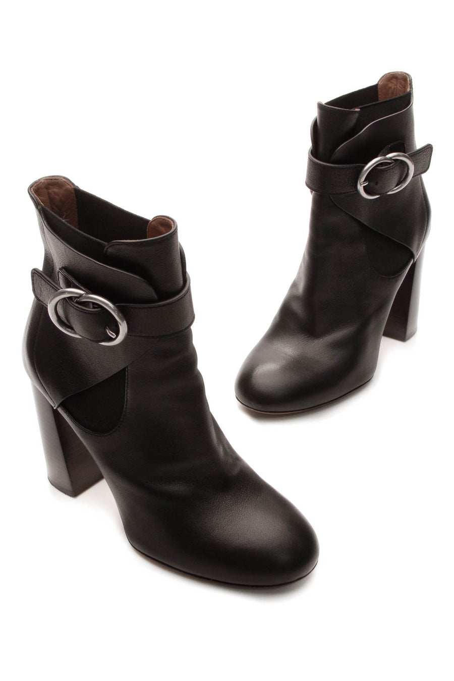 Heeled Buckle Booties - Black