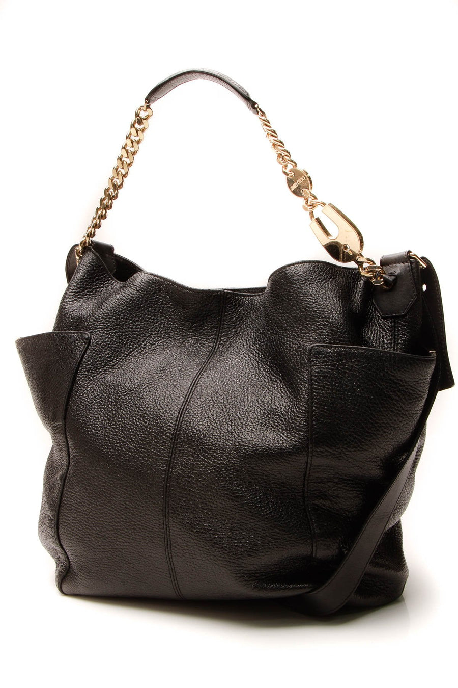 Chain Hobo Bag - Metallic Black