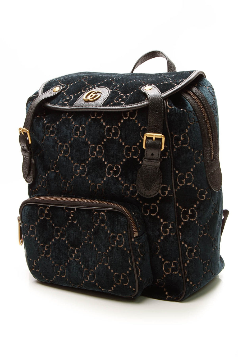 GG Velvet Small Backpack - Dark Teal
