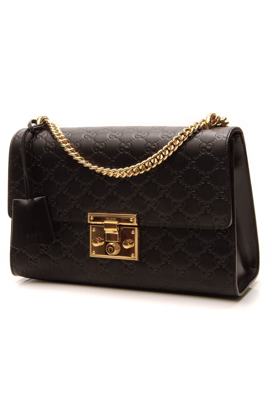 Padlock Medium Shoulder Bag - Black Guccissima