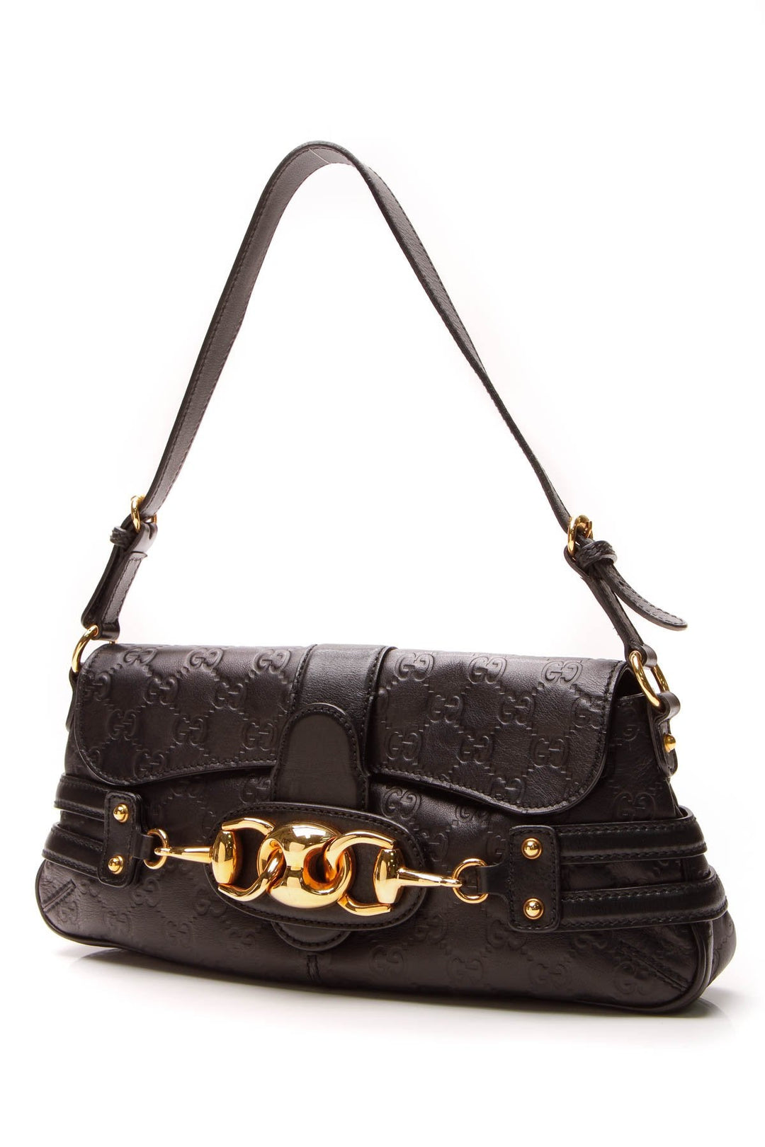 Horsebit Shoulder Bag - Black Guccissima
