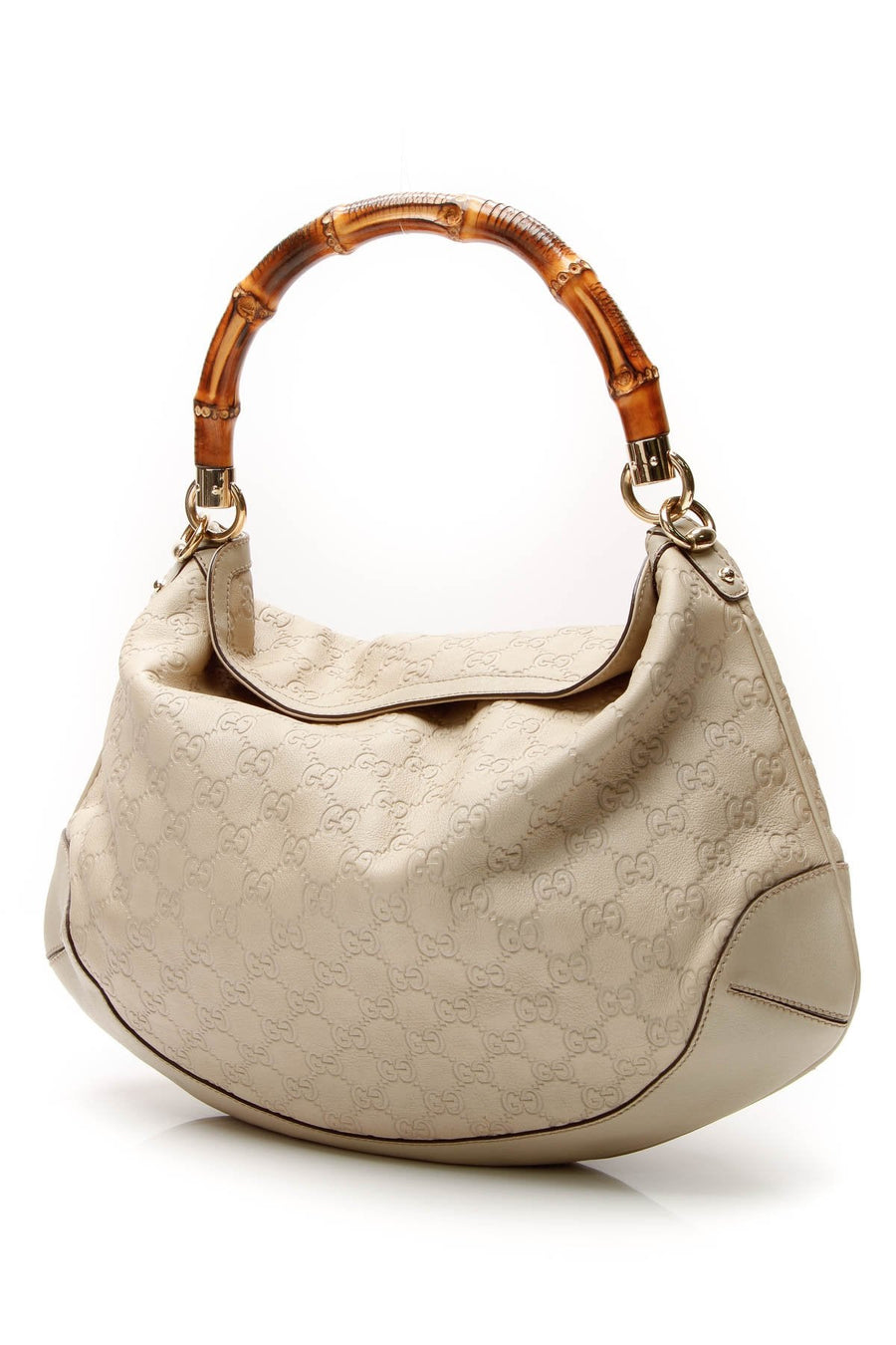Peggy Medium Bamboo Top Handle Bag - Beige Guccissima