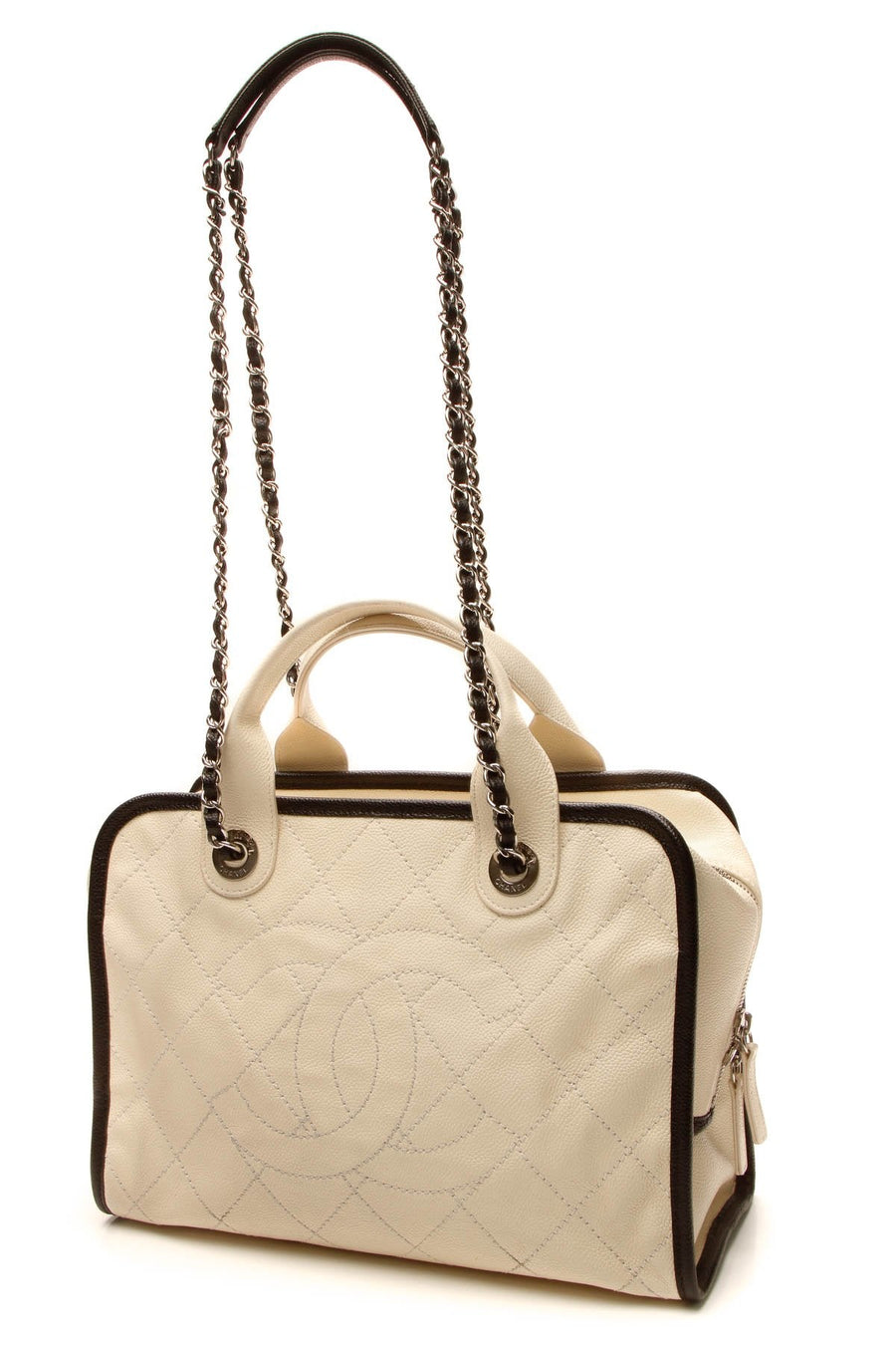 Timeless Top Handle Bowling Bag - Ivory Caviar