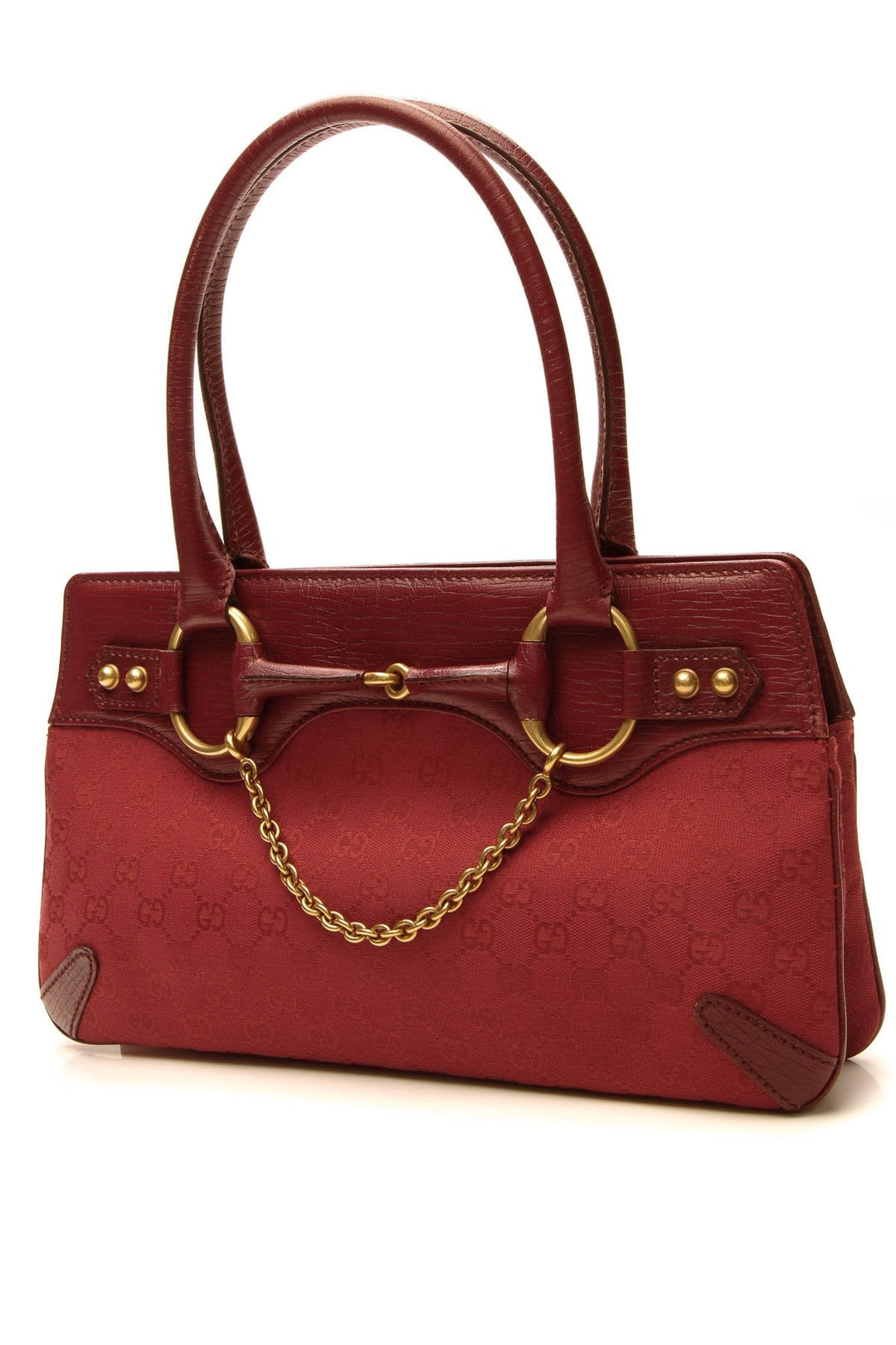 Horsebit Chain Shoulder Bag - Red Signature Canvas