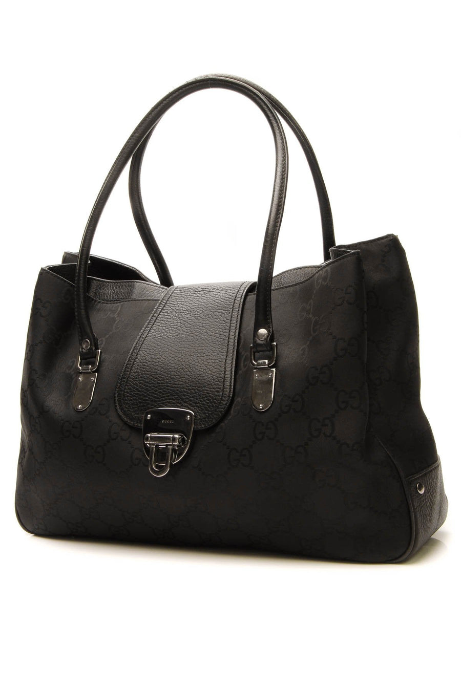 Lock Tote Bag - Black GG Nylon