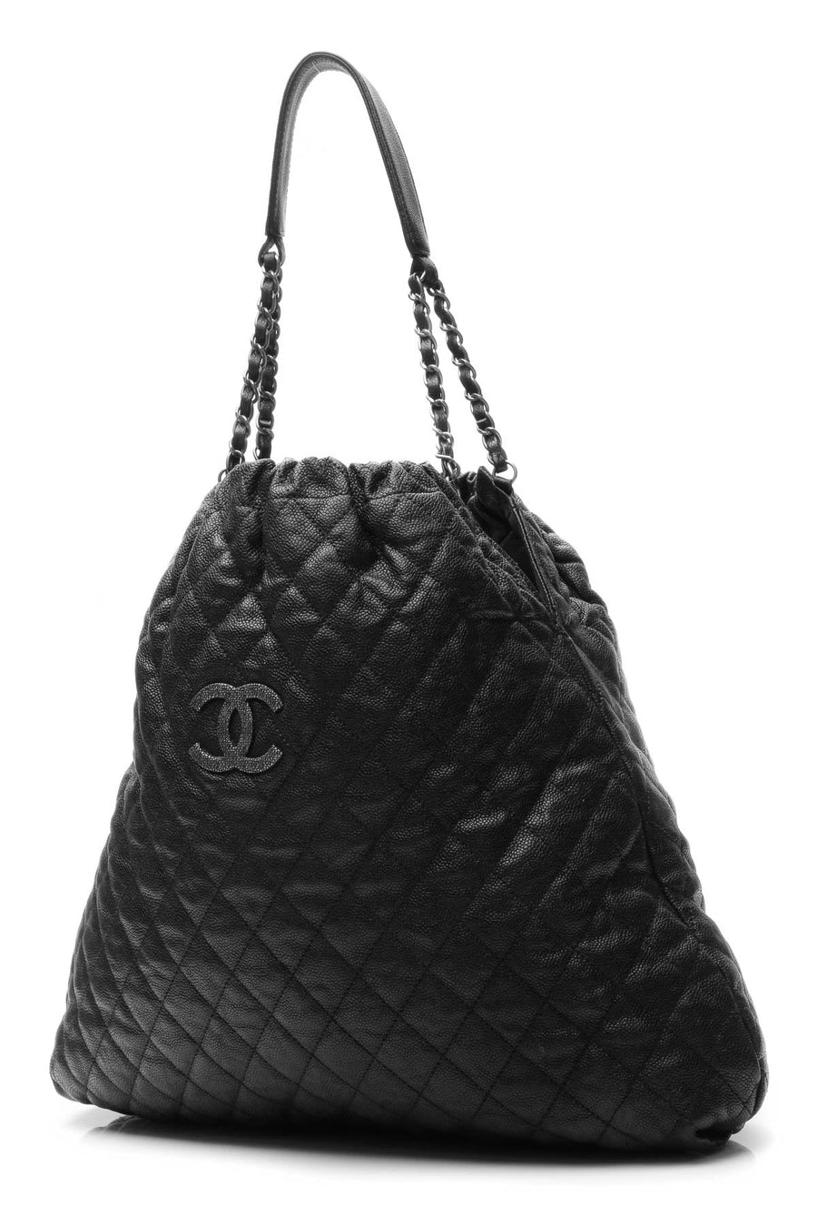 Elastic Large Tote Bag - Black Glazed Caviar