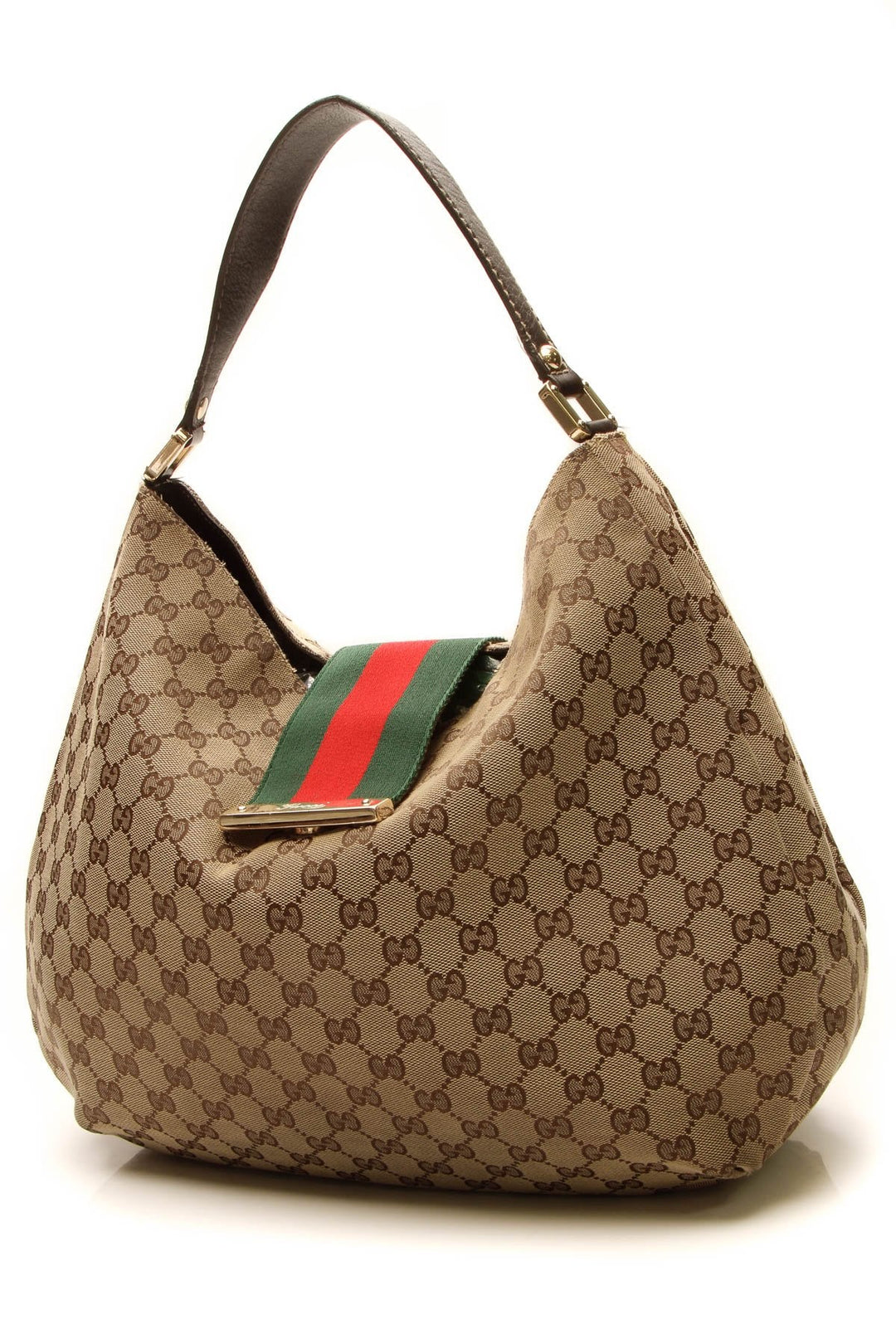 Ladies New Web Large Hobo Bag - Signature Canvas