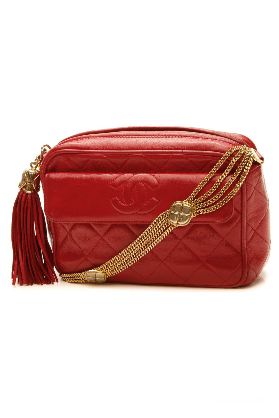 Vintage Quilted Camera Bag - Red