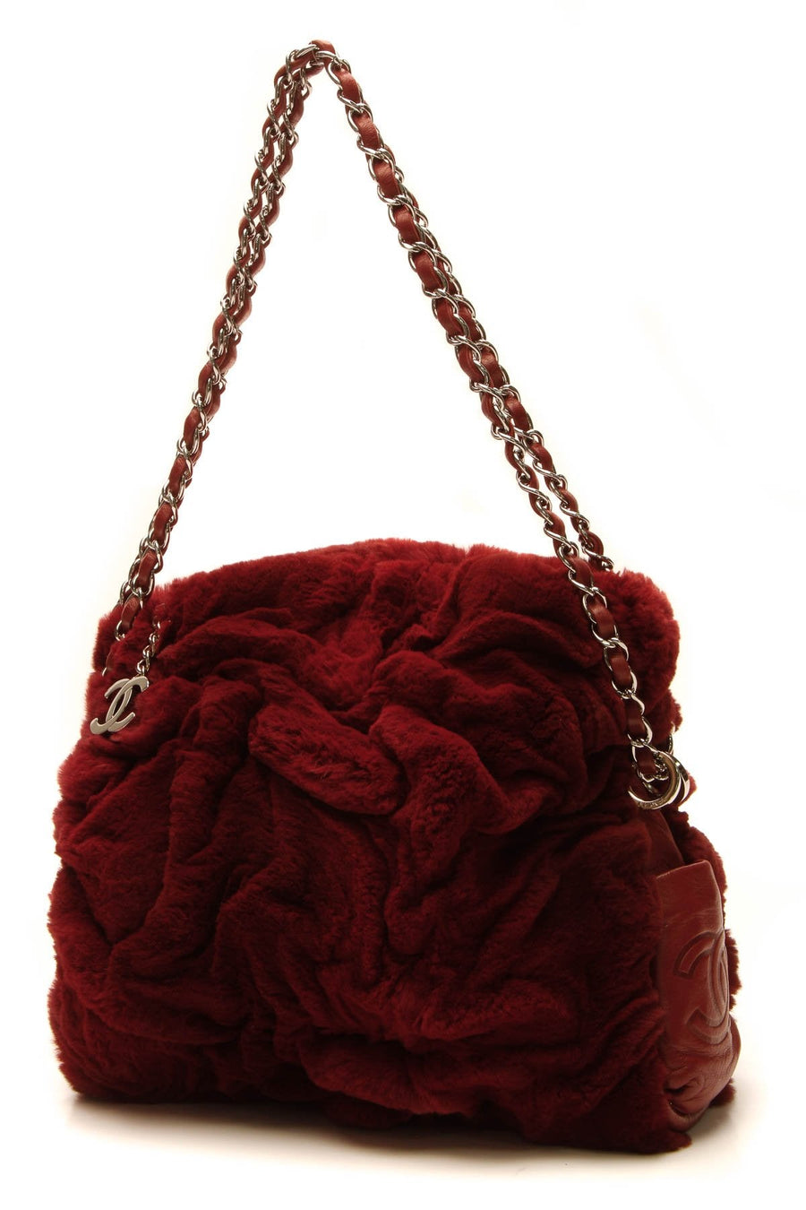 Rabbit Fur Shoulder Bag - Red