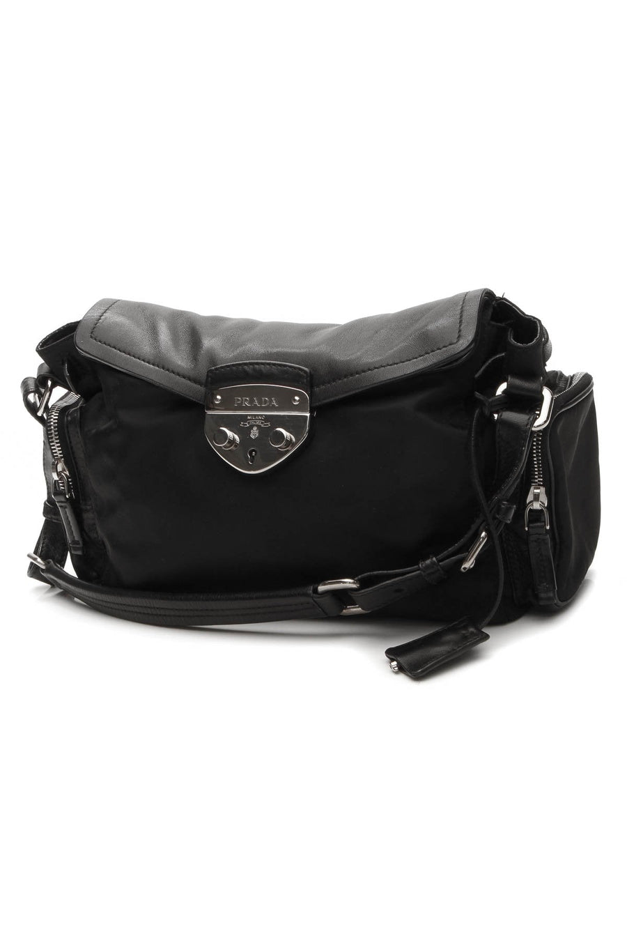 Tessuto Lock Shoulder Bag - Black