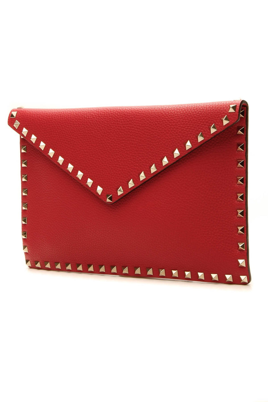 Rockstud Envelope Pouch - Red