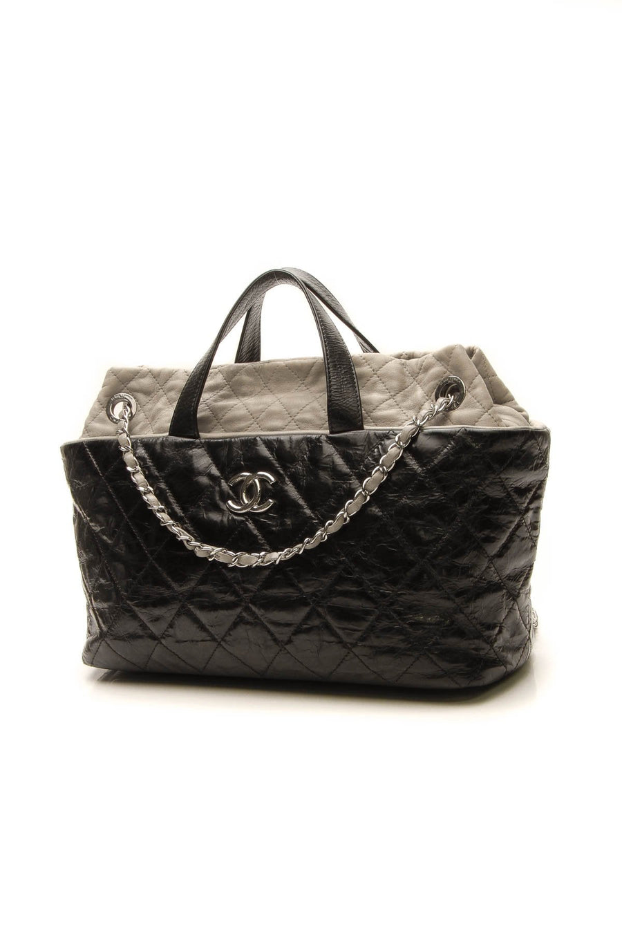 Quilted Tote Bag - Black/Gray