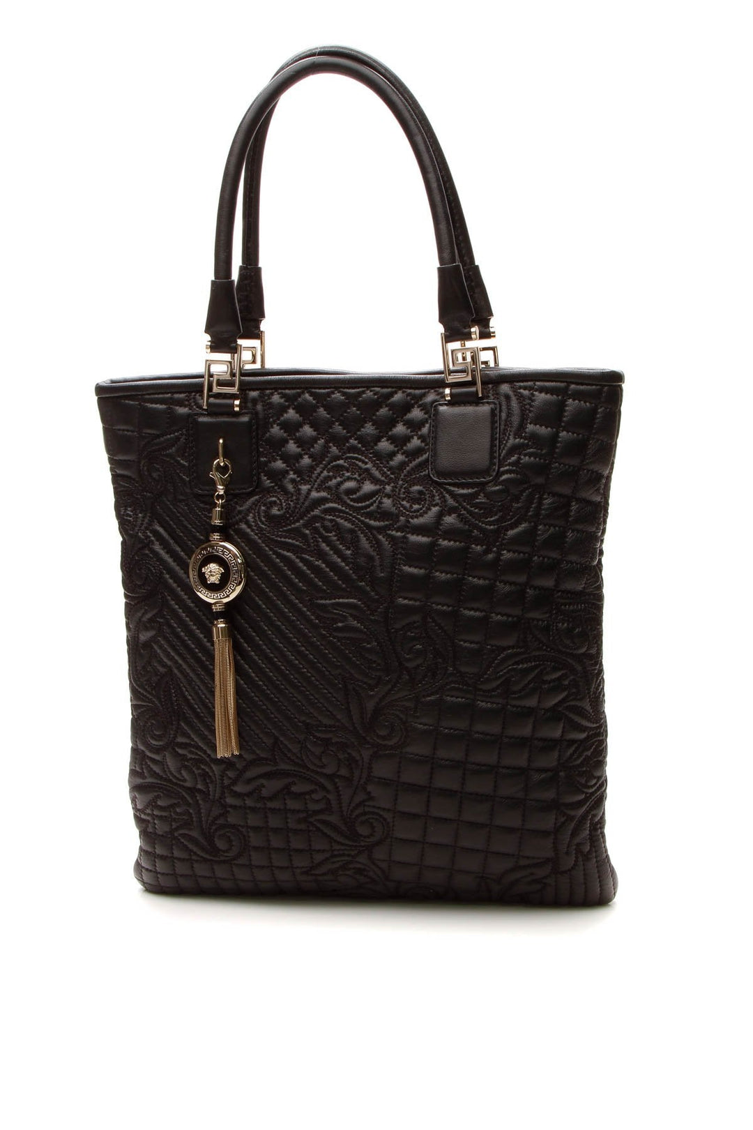 Quilted Barocco North/South Tote Bag - Black