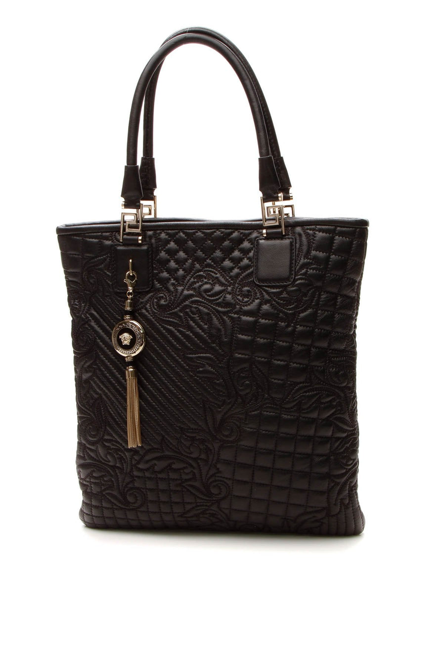 Quilted Barocco North/South Tote Bag - Black