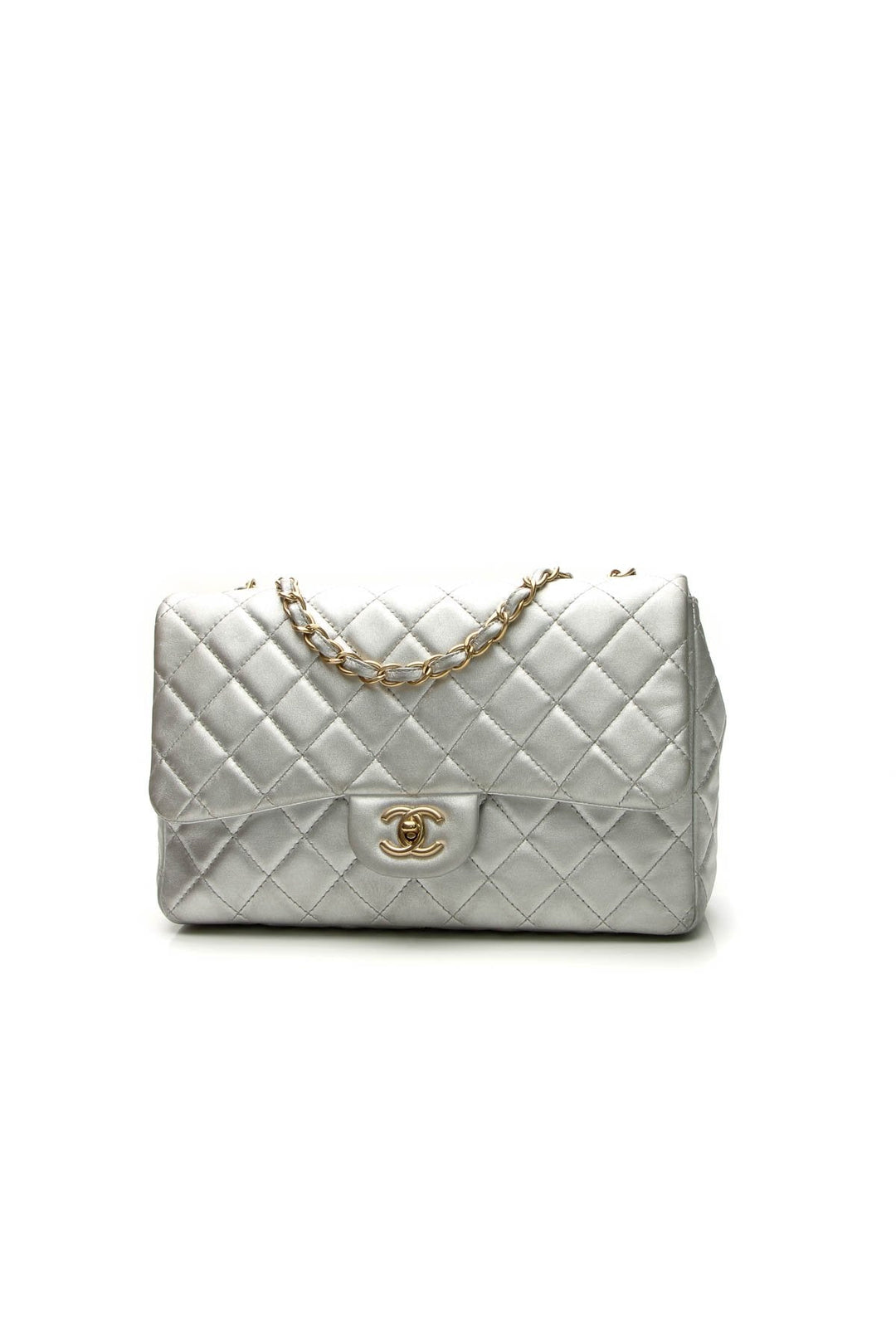 Classic Jumbo Single Flap Bag - Silver