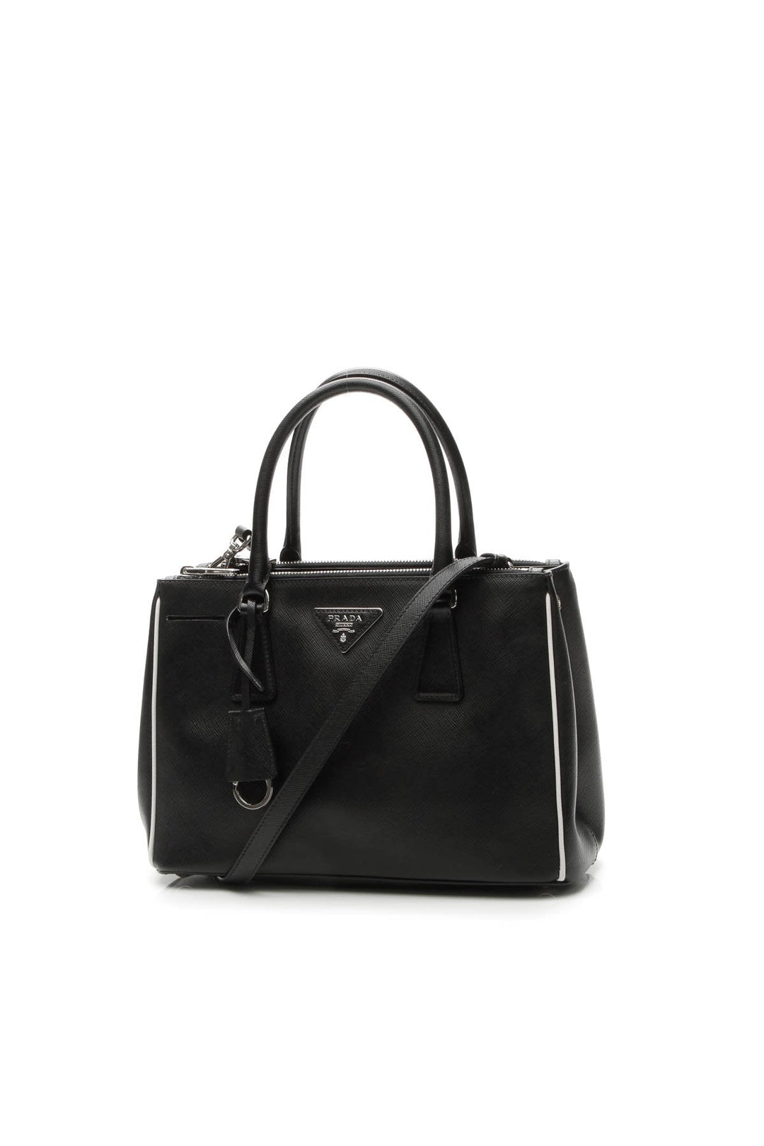 Galleria Small Double Zip Tote Bag - Black/White