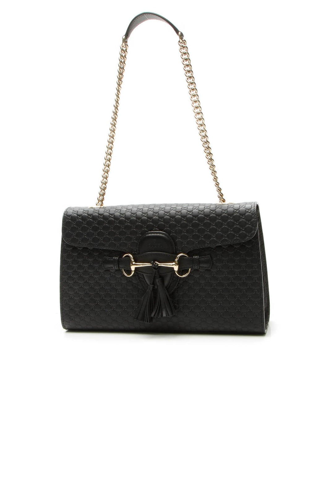 Emily Chain Shoulder Bag - Black Microguccissima