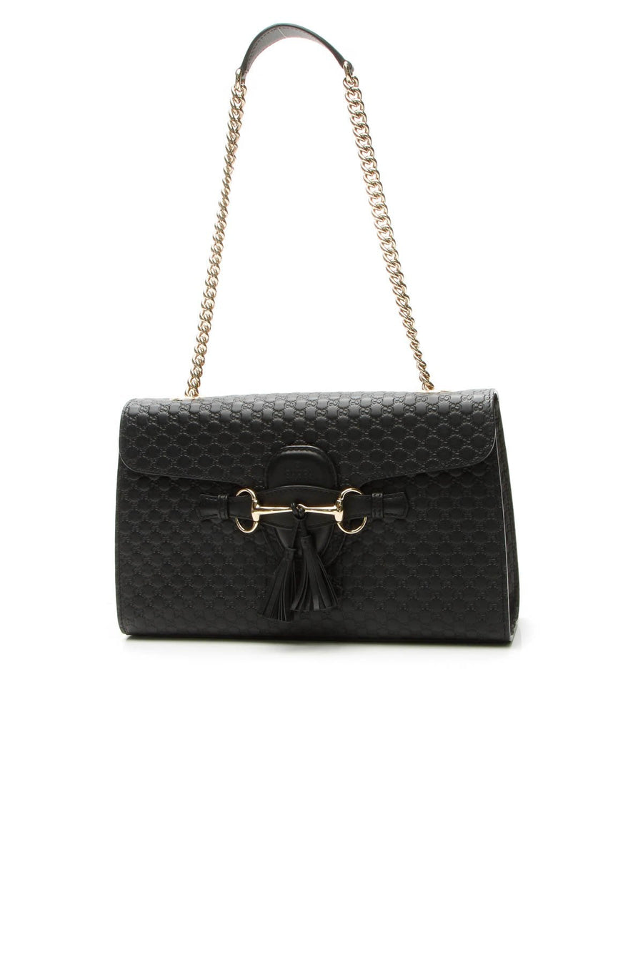 Emily Chain Shoulder Bag - Black Microguccissima