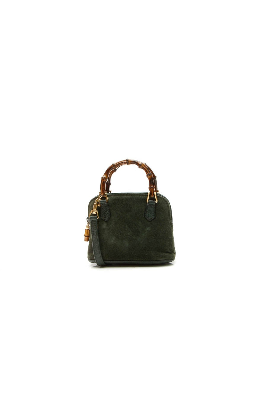 Vintage Bamboo Mini Top Handle Bag - Dark Green