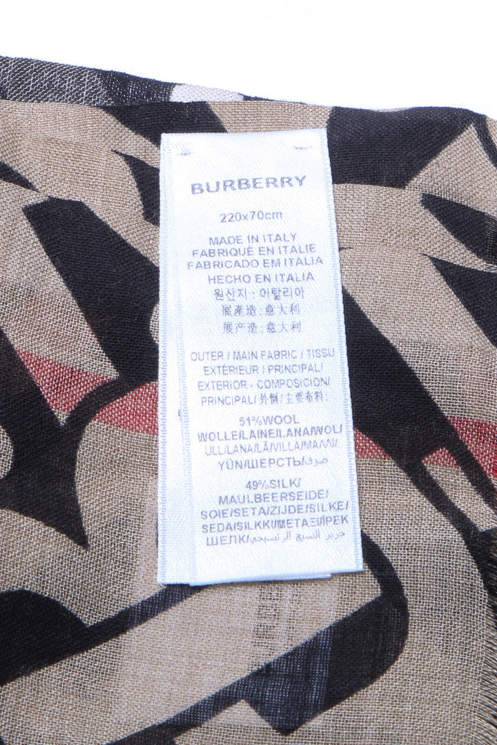 Lightweight Monogram Check Silk Scarf