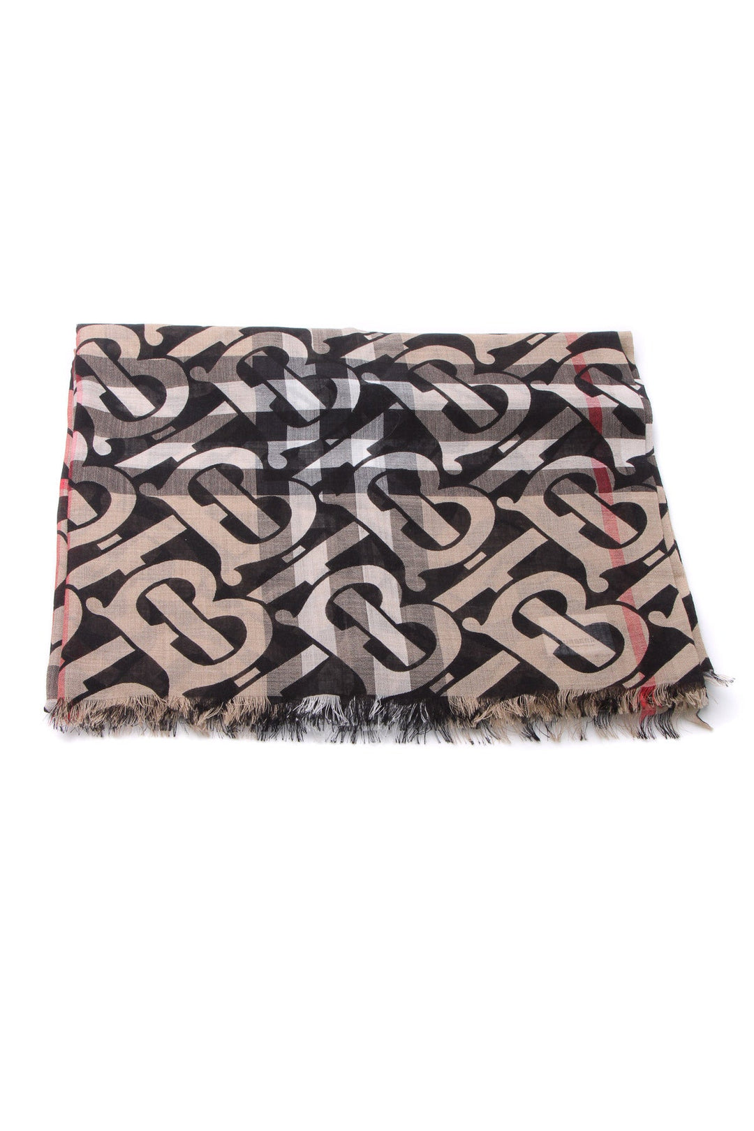 Lightweight Monogram Check Silk Scarf