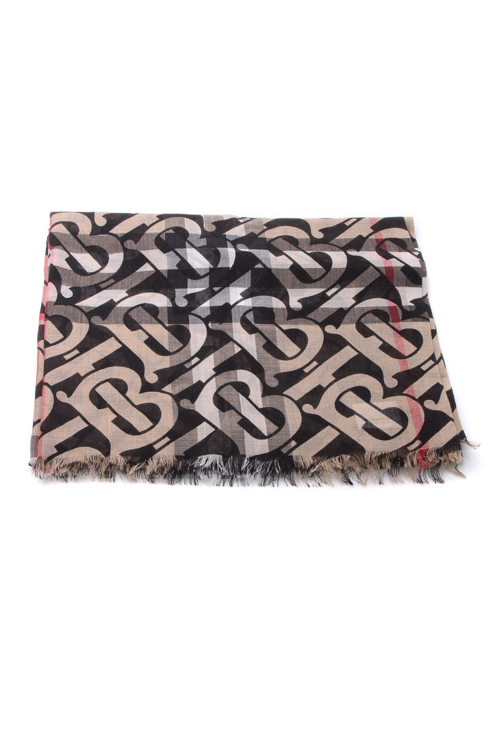 Lightweight Monogram Check Silk Scarf