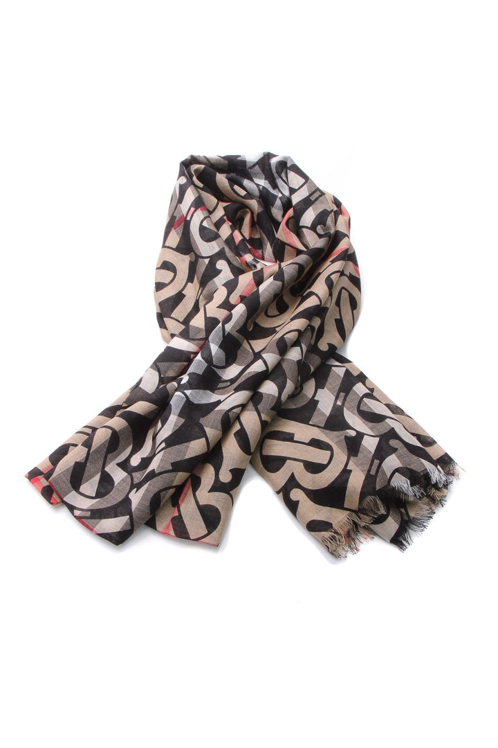 Lightweight Monogram Check Silk Scarf