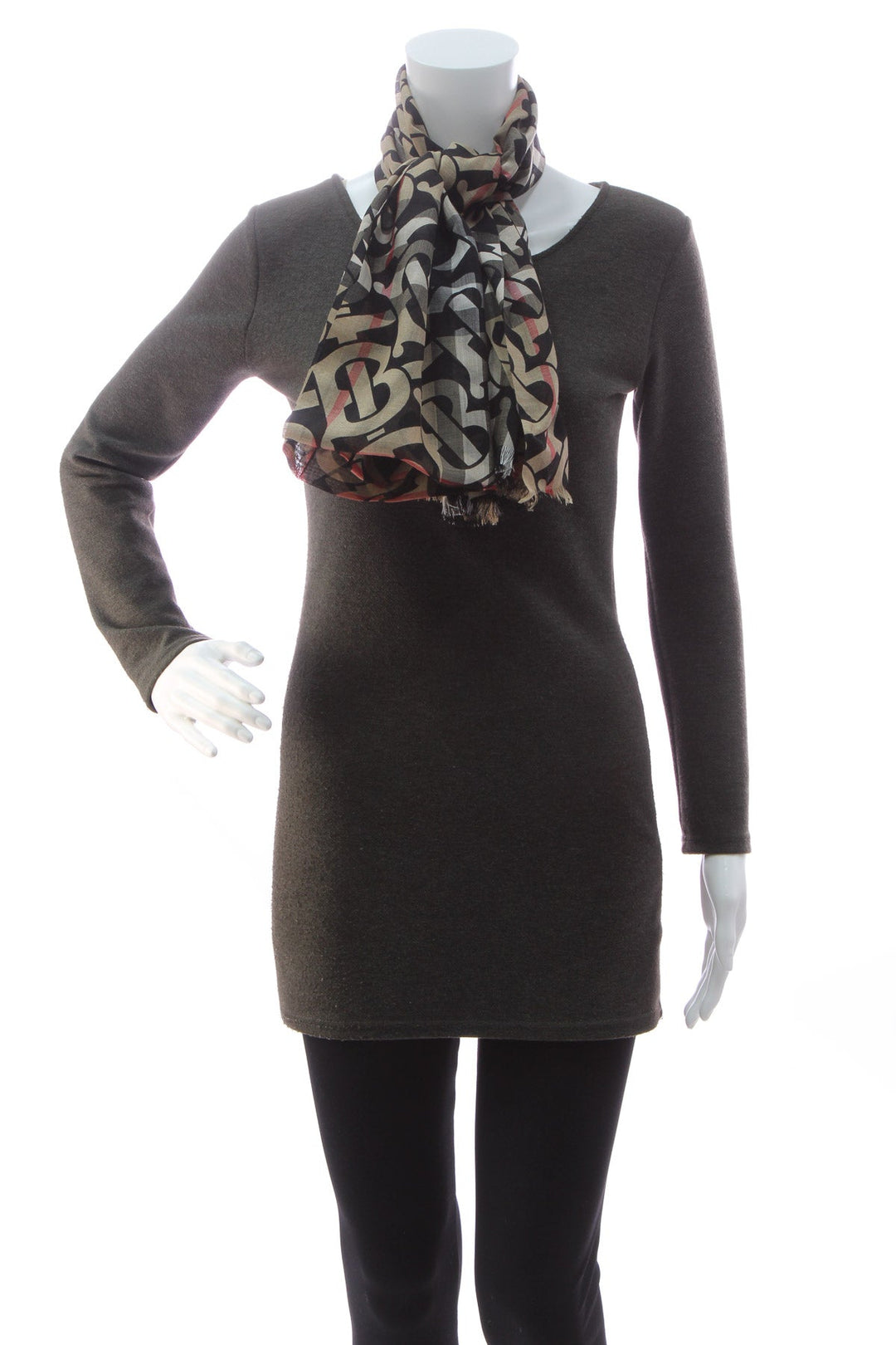 Lightweight Monogram Check Silk Scarf
