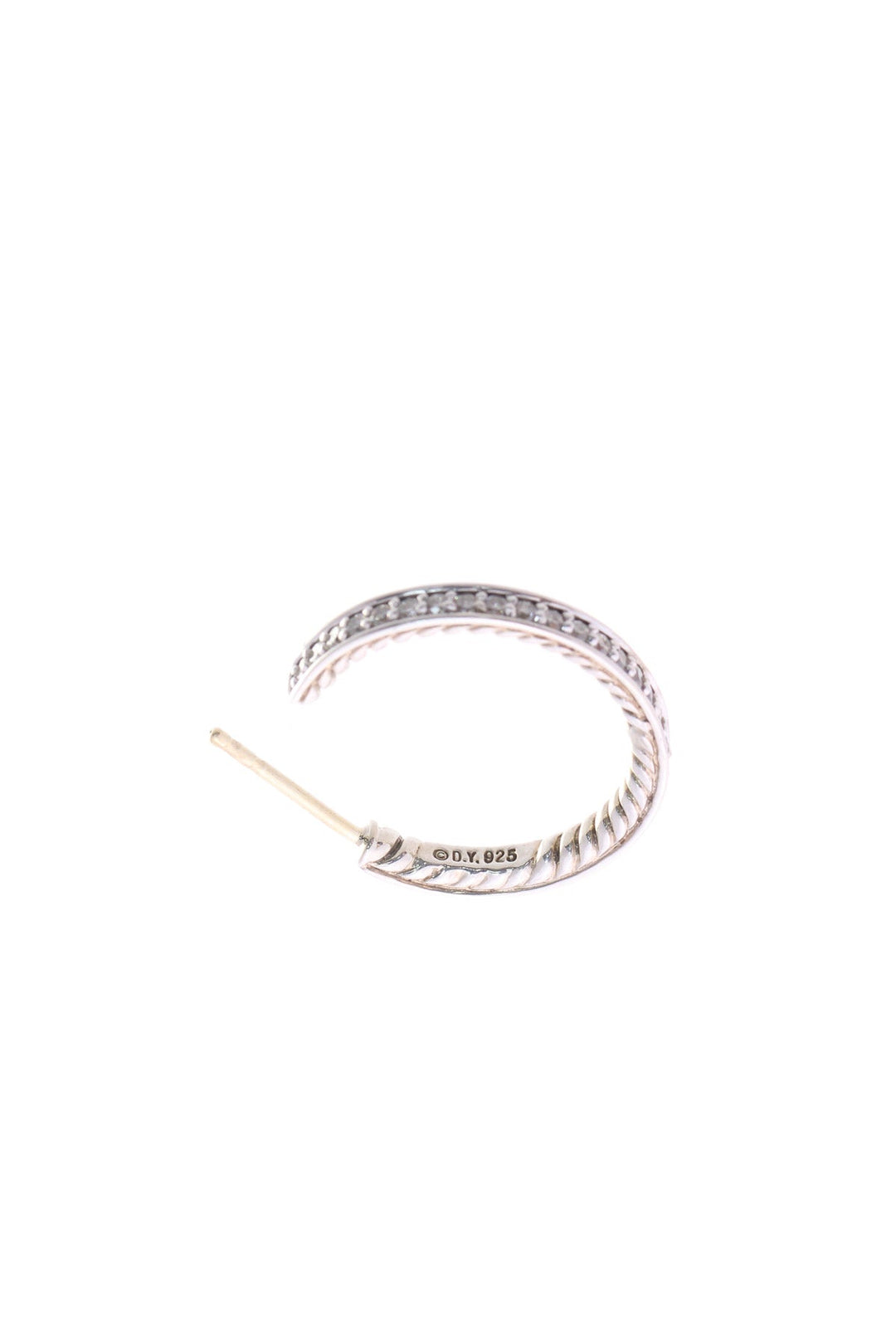 Pave Diamond Cable Hoop Earrings - Silver