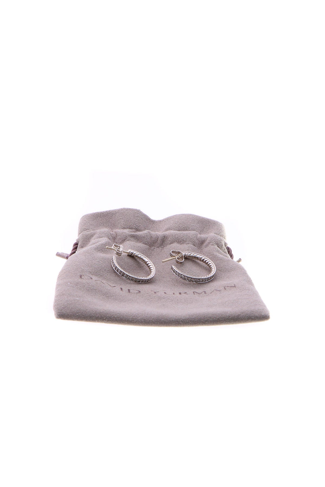 Pave Diamond Cable Hoop Earrings - Silver