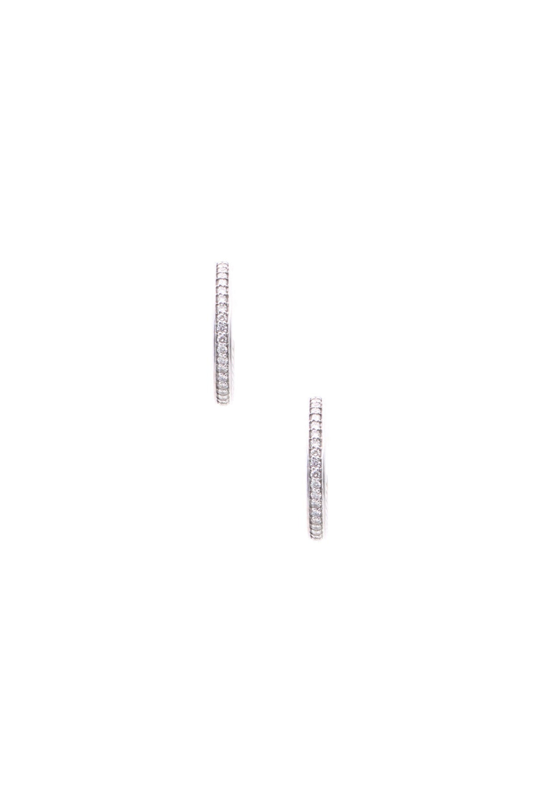 Pave Diamond Cable Hoop Earrings - Silver