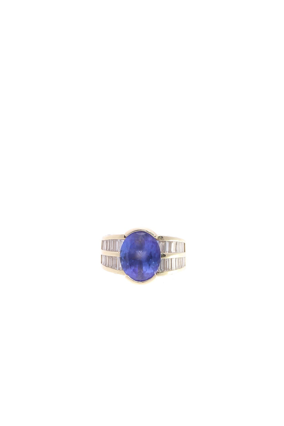 Diamond & Tanzanite Statement Ring - Yellow Gold Size 5