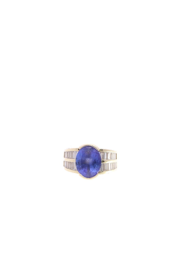 Diamond & Tanzanite Statement Ring - Yellow Gold Size 5