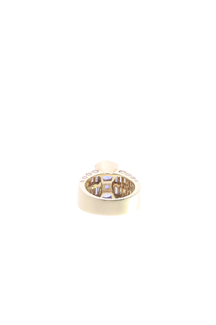 Diamond & Tanzanite Statement Ring - Yellow Gold Size 5