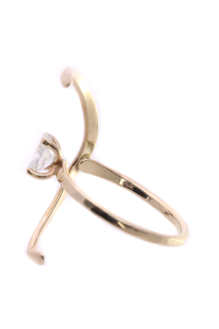 Diamond Half Moon Ring - Yellow Gold Size 7.5